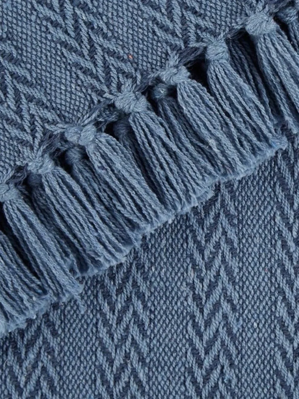 NEW DII Industrial Tonal Textured 100% Cotton Woven Throw in French Blue
